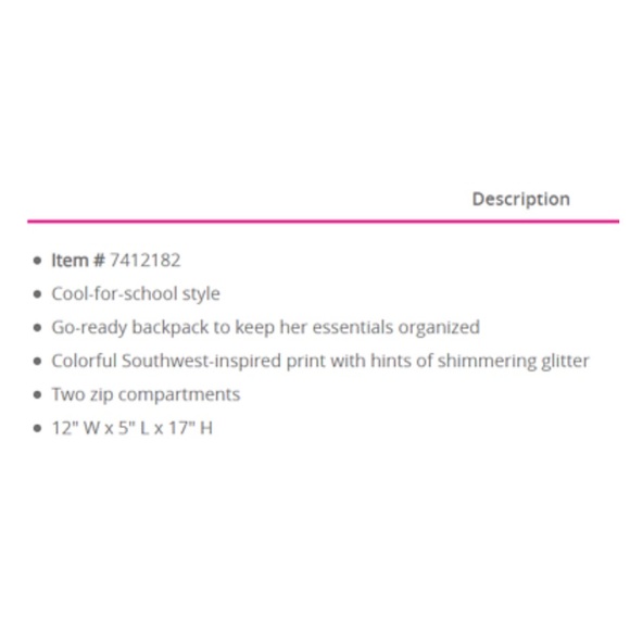 Justice Aztec Backpack - Picture 3 of 5